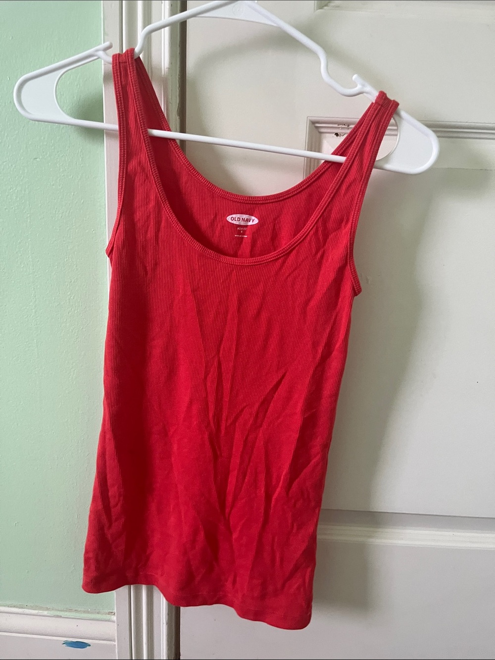 Old Navy Bright Red Ribbed Scoop Tank Top